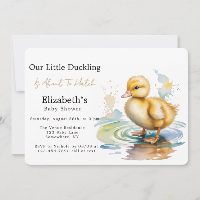 Convite Cute Duckling Gender Neutral Baby Shower (Frente)