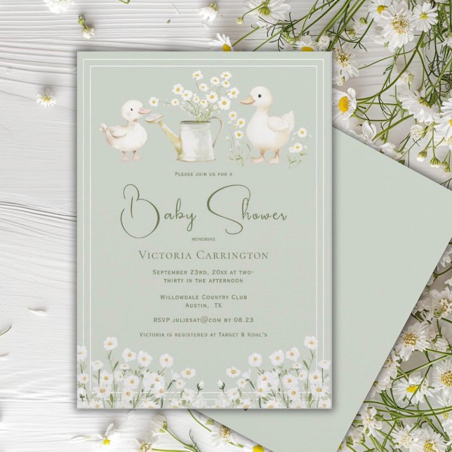 Convite Cute Ducks & Daisies Baby Shower (Criador carregado)