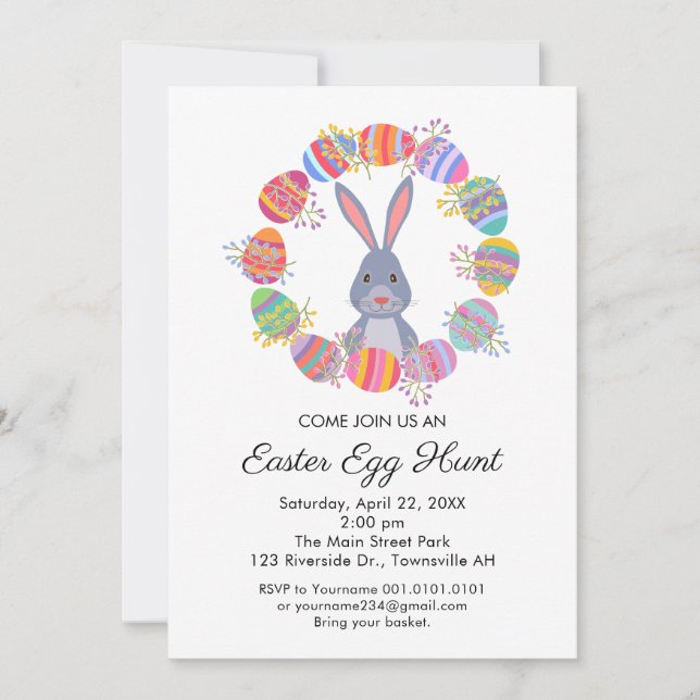Convite cute Easter Egg Hunt Invitation Birthday Party (Frente)