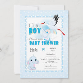 Convite Cute Elephant Baby Shower Invitation. It is a boy