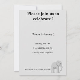Convite Cute Elephant Birthday Invitation | Soft Pastel 