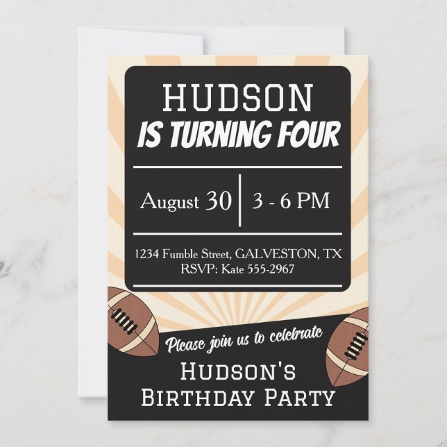Convite Cute Fall Football Birthday Party Invitation Boys (Frente)
