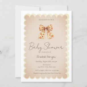 Convite Cute Fall Pumpkins Bow Baby Shower