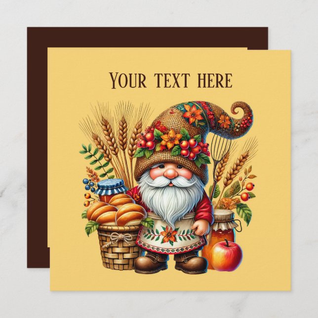 Convite Cute Fall Seasonal gnome party (Frente/Verso)