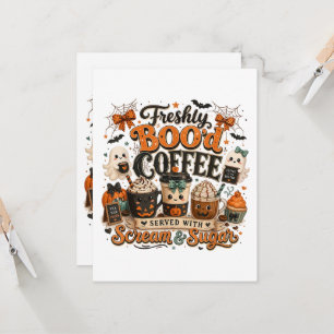 Convite Cute Fantasma Assustador Amante de Café Halloween