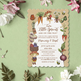 Convite Cute Farmers Market Theme Twin Couples Baby Shower