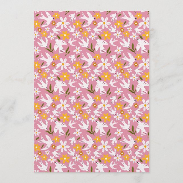 Convite Cute Floral Bird Seamless Pattern (Frente)