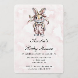 Convite Cute Floral Bunny Girl Baby Shower 