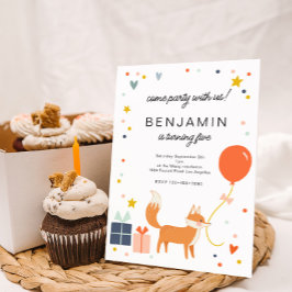 Convite Cute Fox Modern Children's Birthday