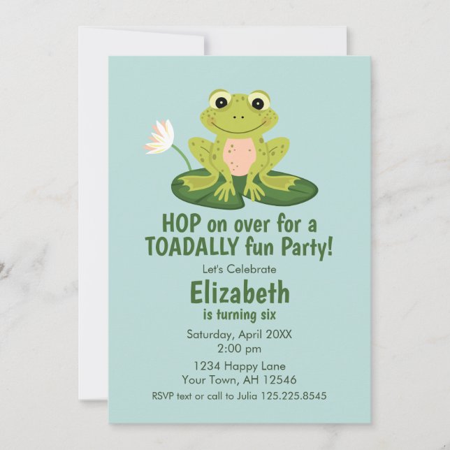 Convite Cute Frog Birthday Invitation (Frente)