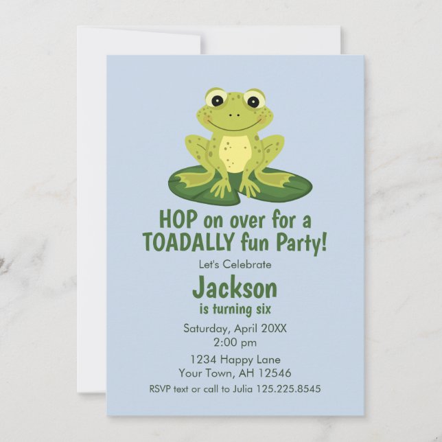 Convite Cute Frog Birthday Invitation (Frente)