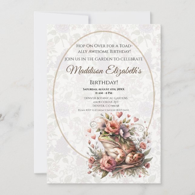 Convite Cute Frog Birthday Invitation for Nature Lover (Frente)