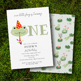 Convite Cute Frog Party Hat Kids First 1st Birthday Party