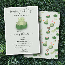 Convite Cute Frogs Lily Pond Gender Neutral Baby Shower 