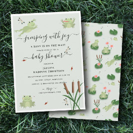 Convite Cute Frogs Lily Pond Gender Neutral Baby Shower 