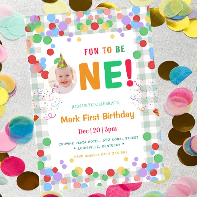 Convite Cute Fun to Be One Photo  First Birthday (Criador carregado)