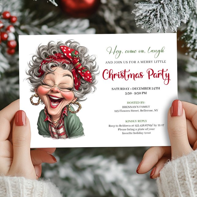Convite Cute Funny Grandma Cartoon Christmas Humor Comic  (Cute Funny Grandma Cartoon Christmas Humor Comic Invitation

)
