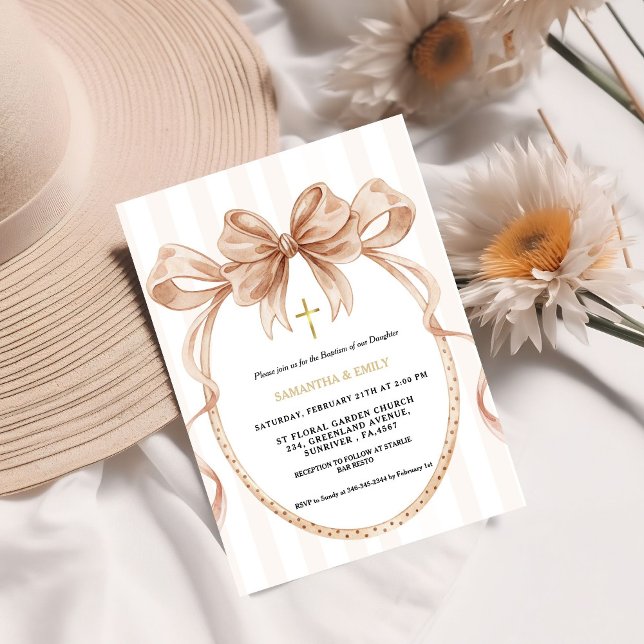 Convite Cute Gender Neutral Coquette Baptism (Criador carregado)