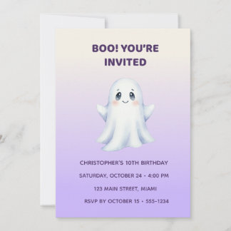Convite Cute Ghost Halloween Birthday Invitation | Kids Sp