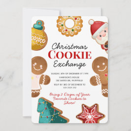 Convite Cute Gingerbread Christmas Cookie Exchange Party