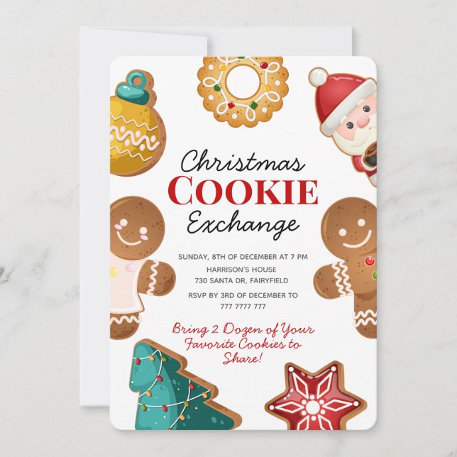 Convite Cute Gingerbread Christmas Cookie Exchange Party (Frente)