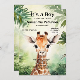 Convite Cute Giraffe Jungle Baby Shower Party Beautiful