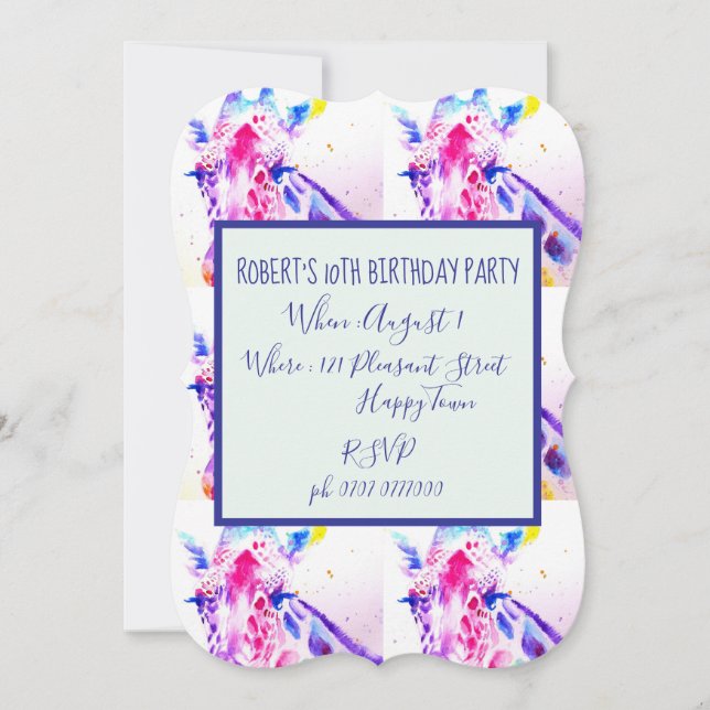 Convite Cute Giraffe Zoo Animal Childs Birthday Invitation (Frente)