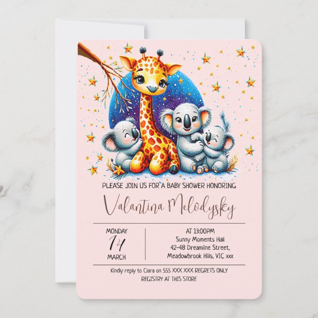 Convite Cute girl baby shower Invitation (Frente)