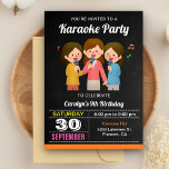 Convite Cute Girls Singing Karaoke Birthday Party<br><div class="desc">Amaze your guests with this cool music themed birthday party invite featuring cute girls singing with vibrant typography against a chalkboard background. Simply add your event details on this easy-to-use template to make it a one-of-a-kind invitation. Flip the card over to reveal a colorful stripes pattern on the back of...</div>