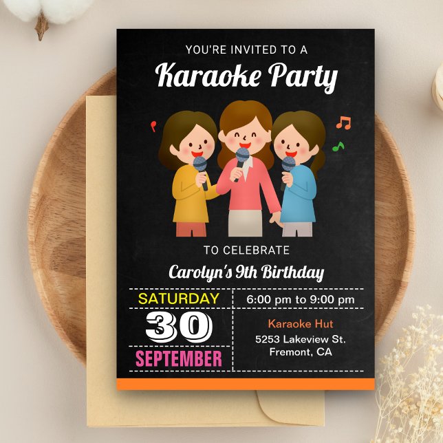 Convite Cute Girls Singing Karaoke Birthday Party (Criador carregado)