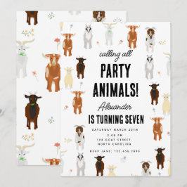Convite Cute Goats Farm Party Animals Goat Birthday Theme