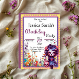 Convite Cute Gothic Garden Sugar Skull