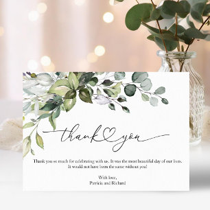 Convite Cute Greenery Caligrafia Agradecimento de Noivado
