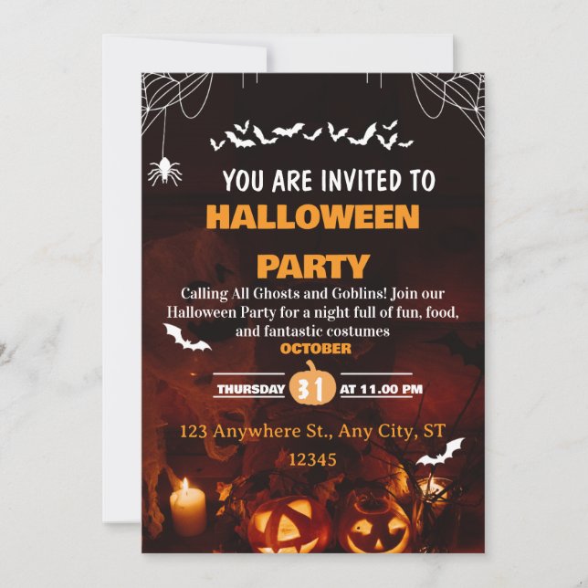 Convite Cute Halloween Costume Party Invitation Card (Frente)