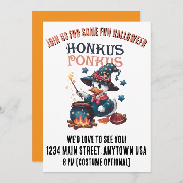 Convite Cute Halloween Honkus Ponkus (Frente/Verso)