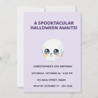 Convite Cute Halloween Skull Birthday Invitation for Kids