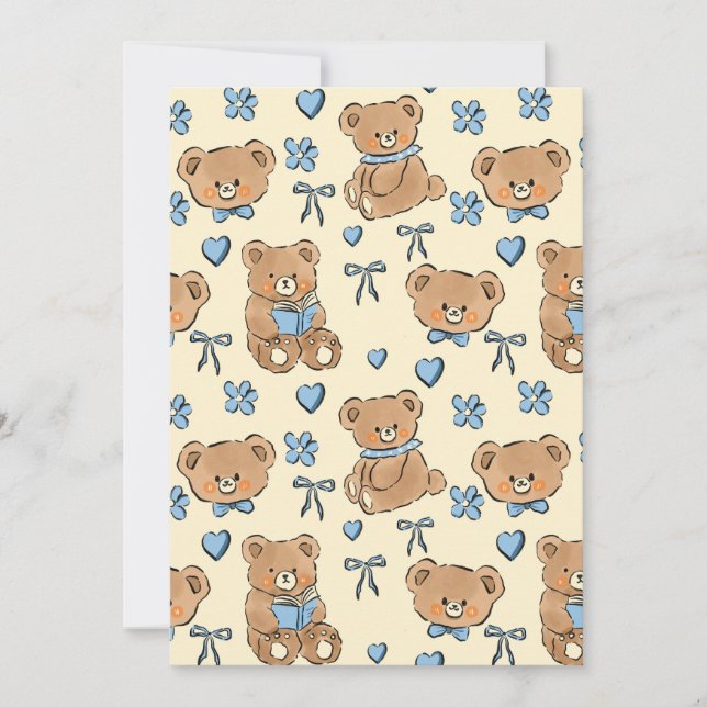 Convite Cute Hand-drawn Brown Teddy Bears Seamless Pattern (Frente)