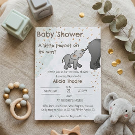 Convite Cute Hand Drawn Elephant Little Peanut Baby Shower