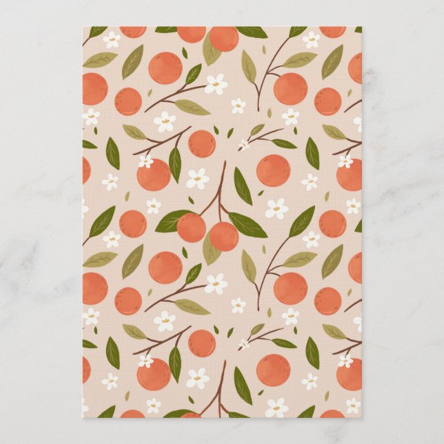 Convite Cute Hand-drawn Orange Blossom Seamless Pattern (Frente)