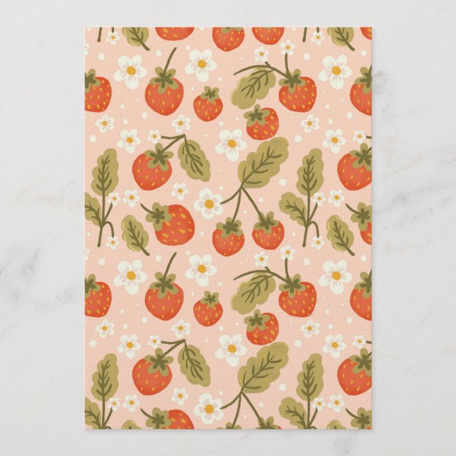 Convite Cute Hand-drawn Red Strawberry Seamless Pattern (Frente)
