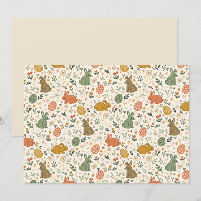 Convite Cute Hand Drawn Spring Bunnies Invitation (Frente/Verso)