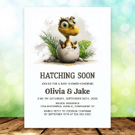 Convite Cute Hatching Soon Dinosaur Baby Shower Invitation