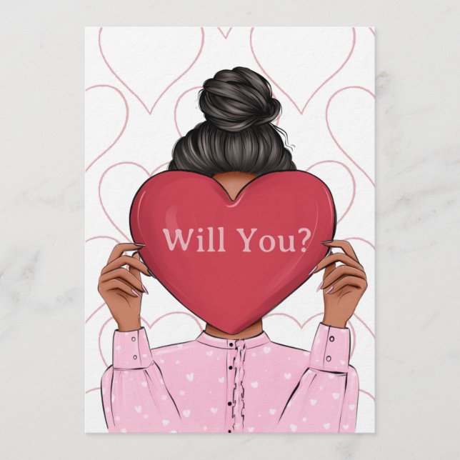 Convite Cute Hearts Valentine's Bridesmaid Proposal Card (Frente)