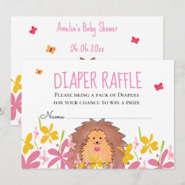 Convite Cute Hedgehog Baby Shower Diaper Raffle 