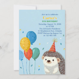 Convite Cute Hedgehog Birthday Party Invitation