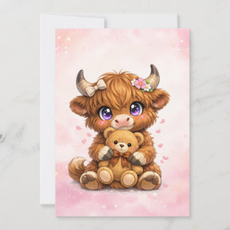 Convite Cute Highland Cow Baby Shower Invitation