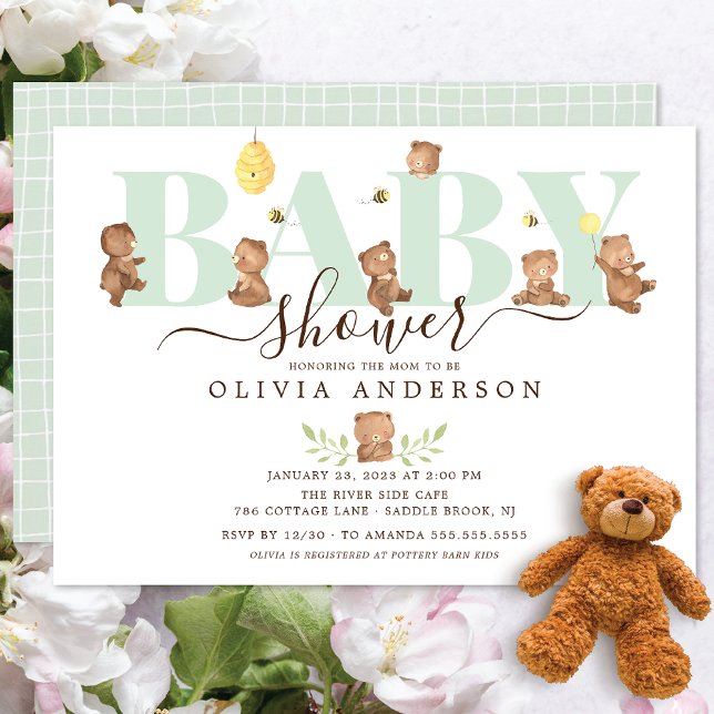 Convite Cute Honey Bear Baby Shower Invitation (Criador carregado)