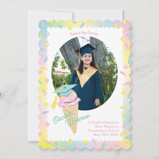 Convite Cute Ice Cream Graduation Announcement Photo (Frente)