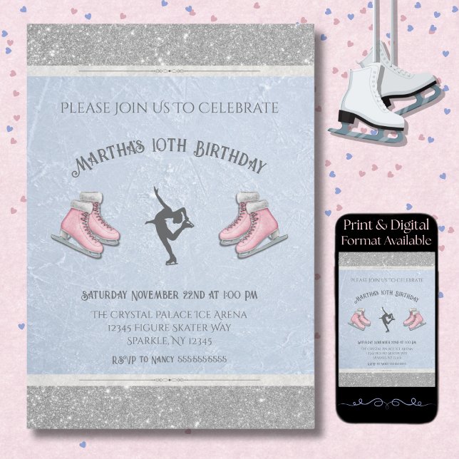 Convite Cute Ice Rink Party Figure Skating Birthday (Invite guests to a party that's sure to sparkle with Figure Skater Birthday Party Invitations)