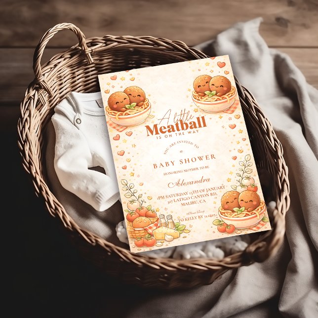 Convite Cute Illustrated Little Meatball Baby Shower (Criador carregado)